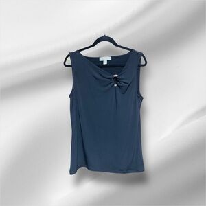 MICHAEL KORS BLACK SLEEVELESS TOP W/SILVER RING  - SIZE L - EUC